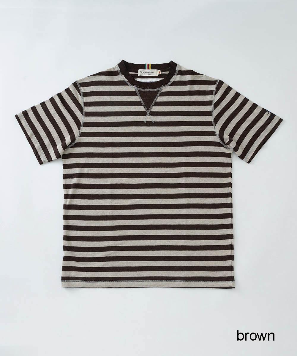 ボーダー天竺半袖Tシャツ【リネン100%】