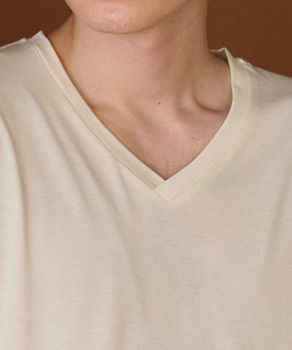 モイスト 重ねVネックTシャツ【天竺】【メンズ】