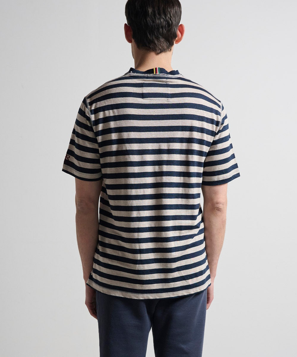 ボーダー天竺半袖Tシャツ【リネン100%】