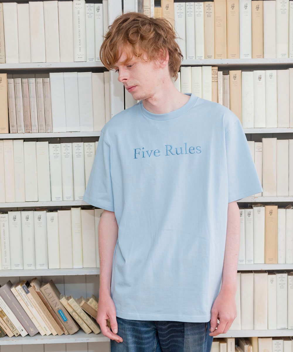 吊編み半袖Tシャツ(FiveRules刺繍)【コットン100%】