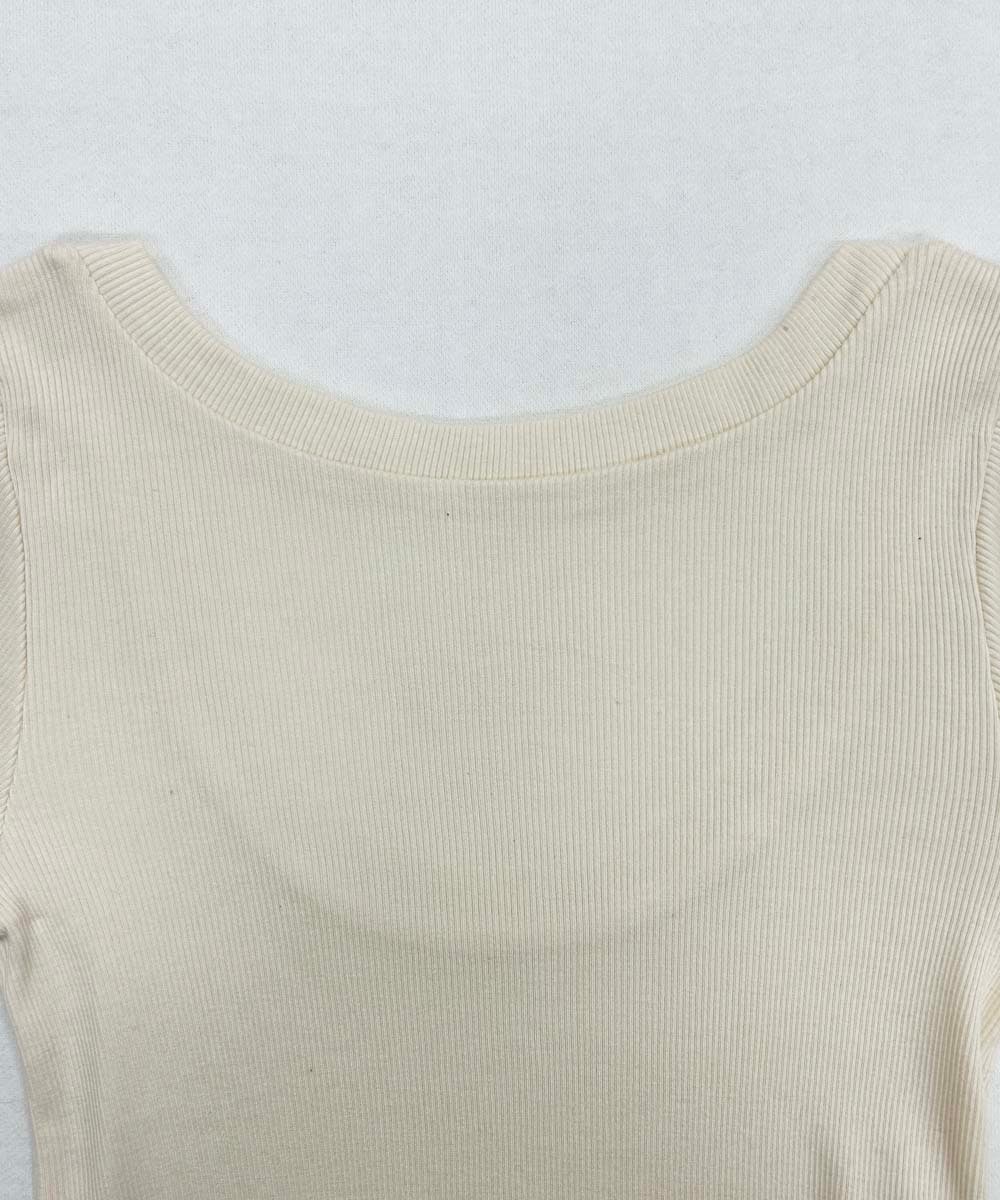 モイスト背中明き長袖メロウTシャツ【テレコ】