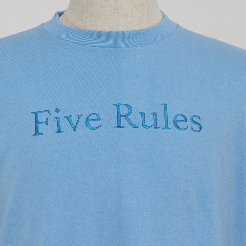 吊編み半袖Tシャツ(FiveRules刺繍)【コットン100%】