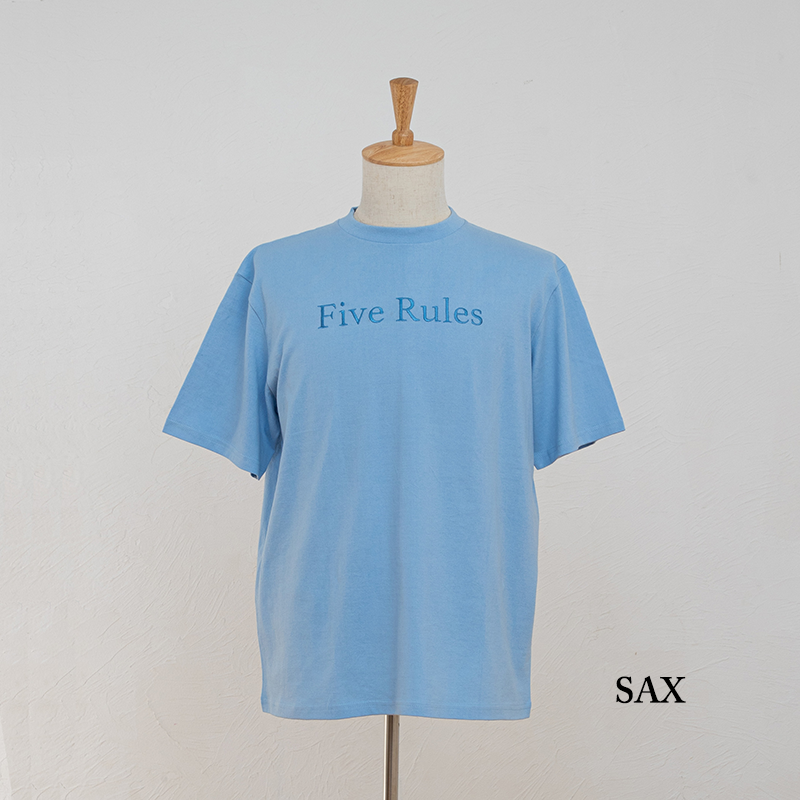 吊編み半袖Tシャツ(FiveRules刺繍)【コットン100%】