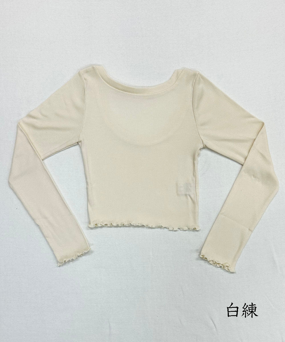 モイスト背中明き長袖メロウTシャツ【テレコ】