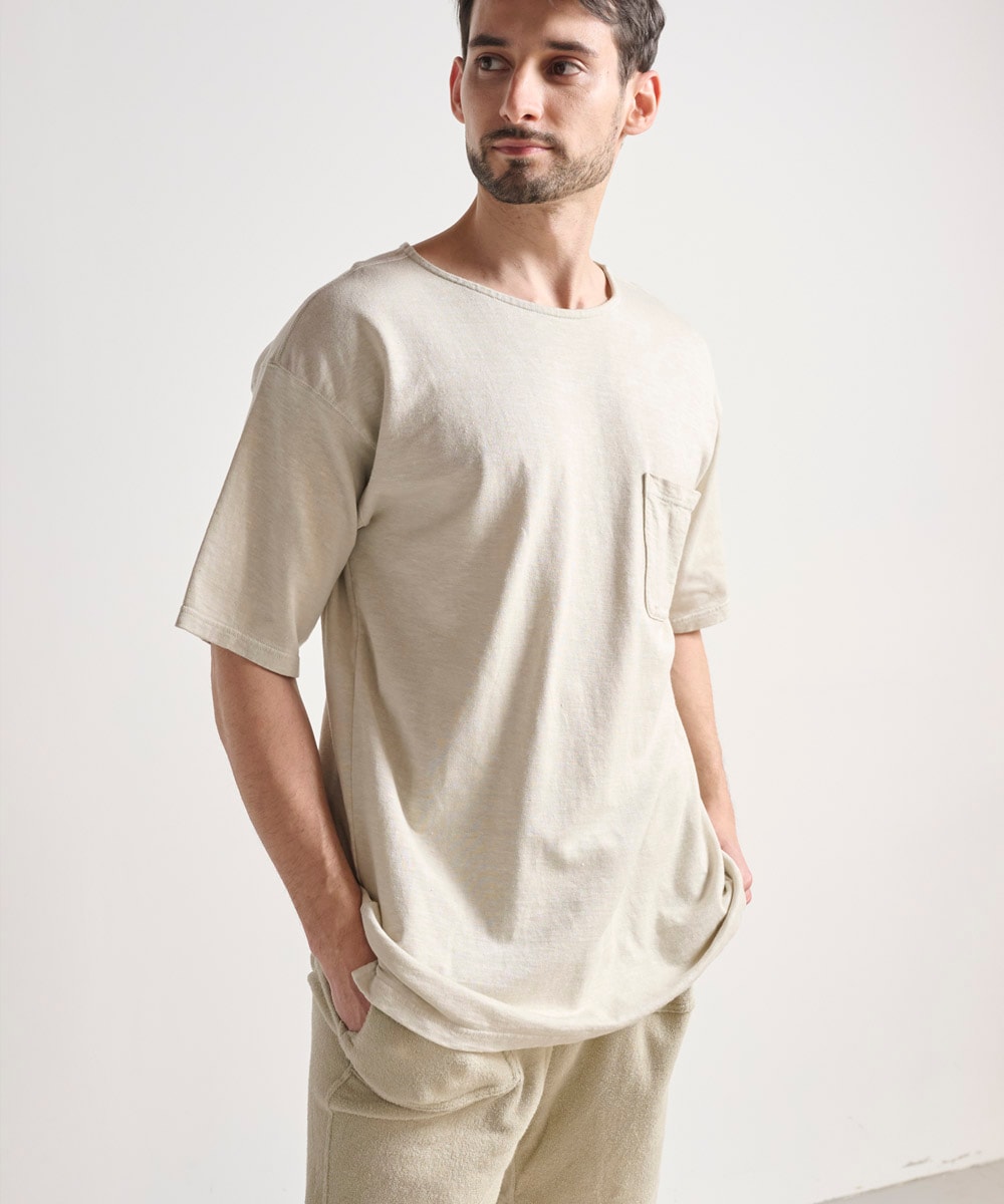 ヘンプ吊り編み半袖Tシャツ【ヘンプ58%コットン42%】