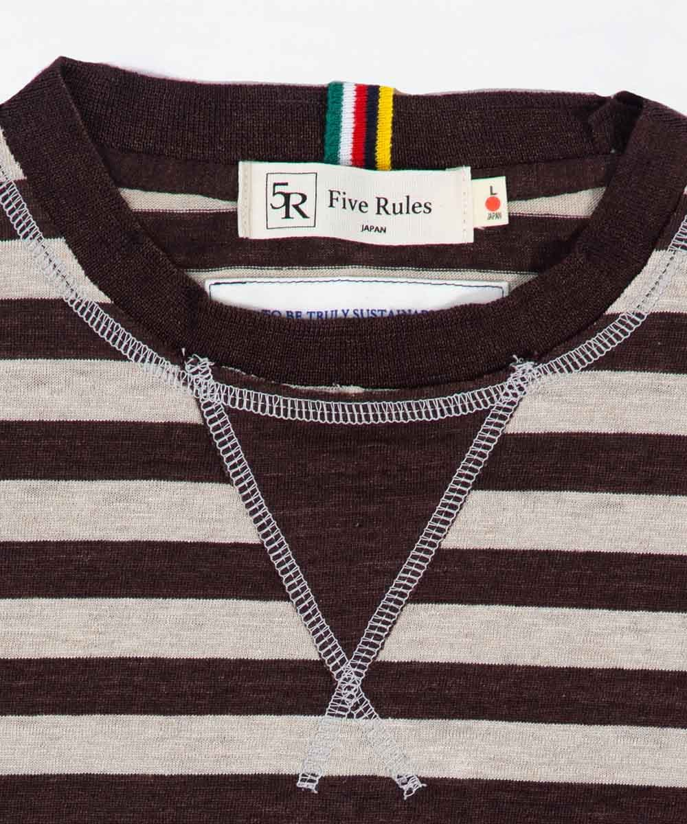 ボーダー天竺半袖Tシャツ【リネン100％】
