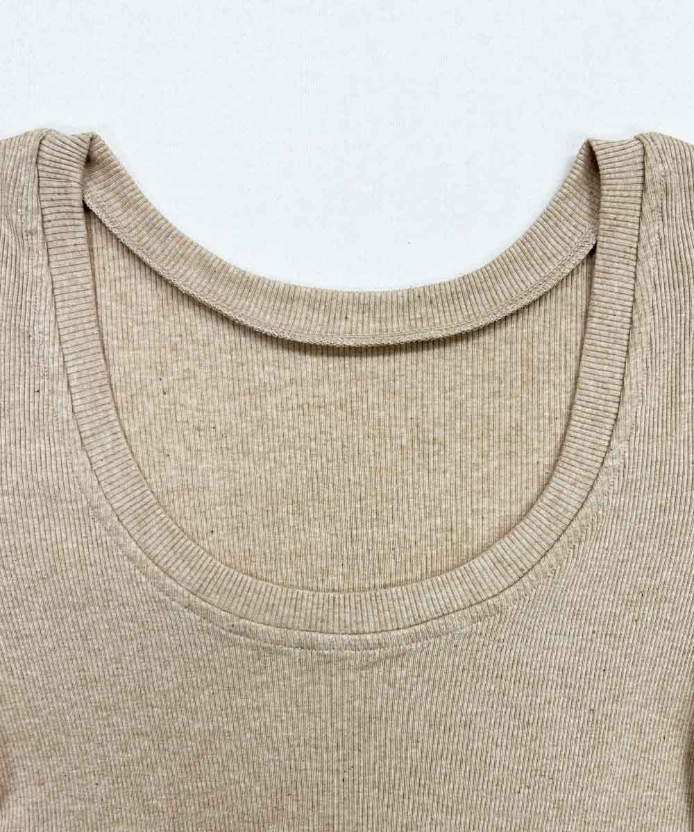 モイスト背中明き長袖メロウTシャツ【テレコ】