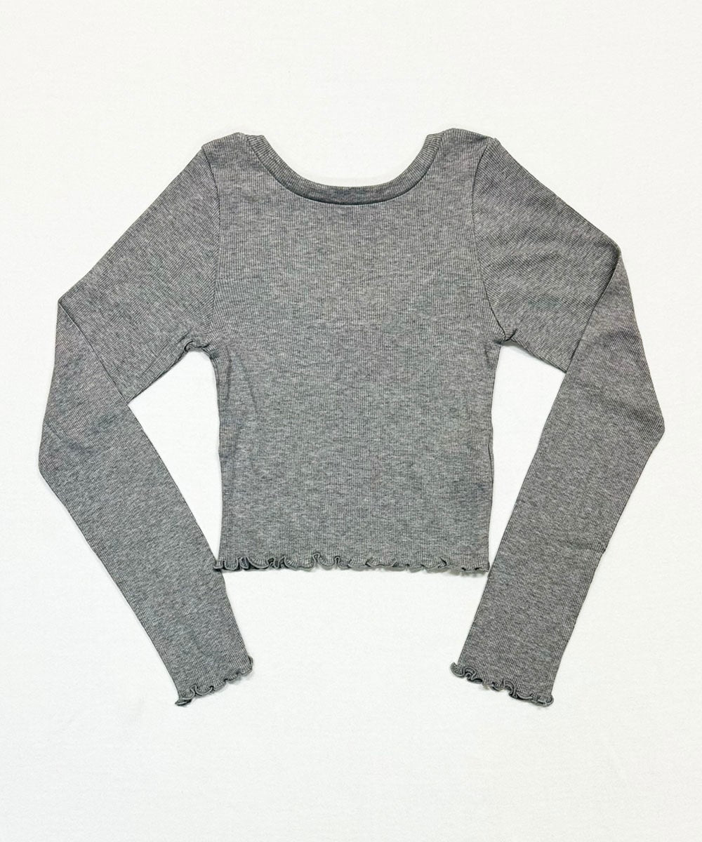 モイスト背中明き長袖メロウTシャツ【テレコ】