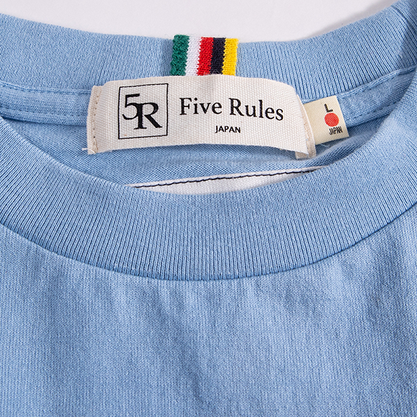 吊編み半袖Tシャツ(FiveRules刺繍)【コットン100%】